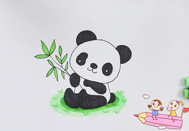 大熊猫抱竹子简笔画