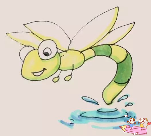 蜻蜓点水简笔画彩色