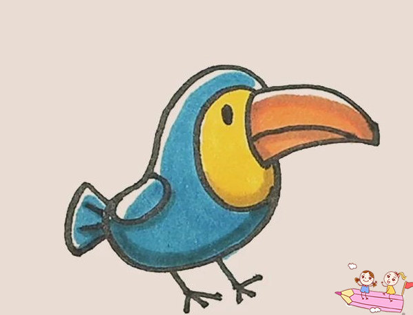 大嘴鸟儿童画的画法