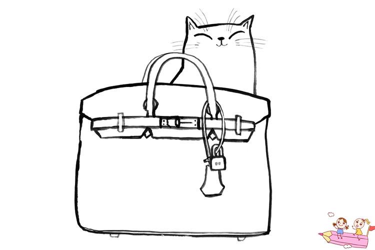 Q萌可爱小猫简笔画在盒子里