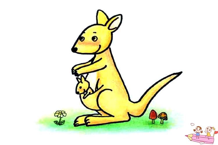 袋鼠妈妈和小袋鼠简笔画