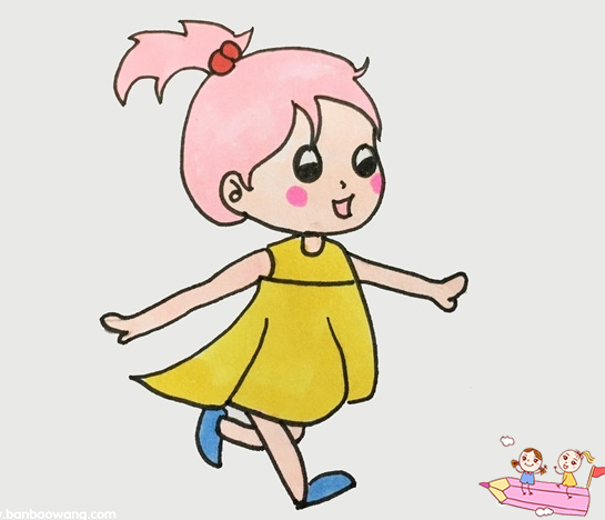 一个人在晨跑的简笔画
