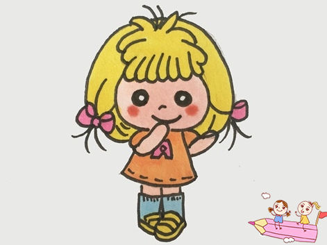 超萌卡通小女孩简笔画