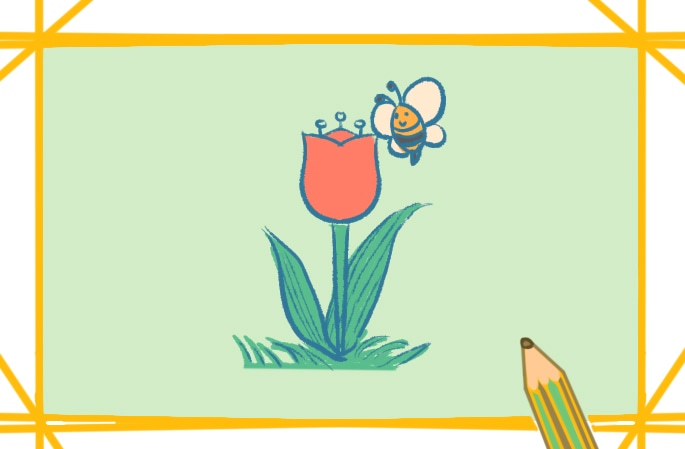 小蜜蜂在花朵上简笔画