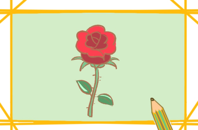 一支红色玫瑰花简笔画