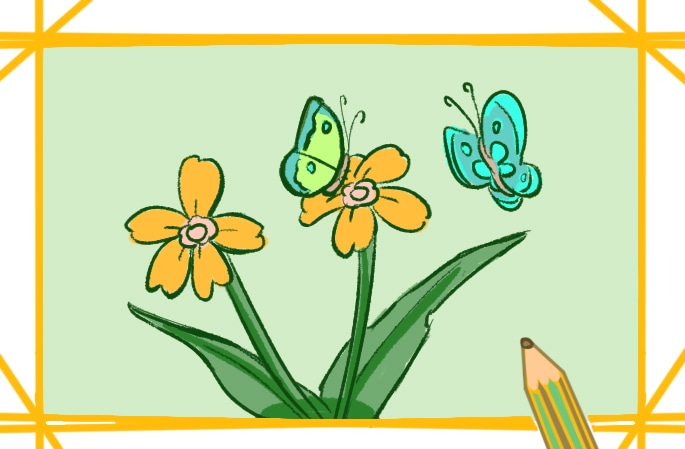 停在花上的蝴蝶简笔画