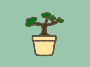 盆栽青青绿植简笔画