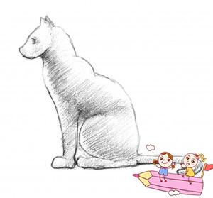 小猫坐着简单画法