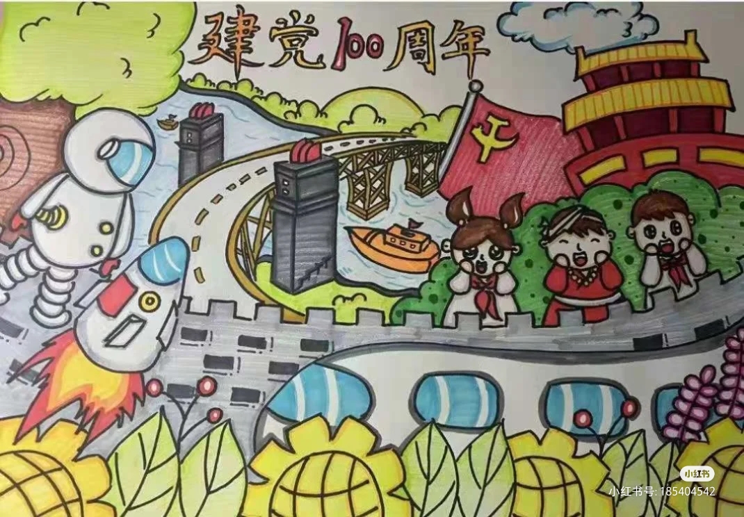 关于中国建党100周年的绘画