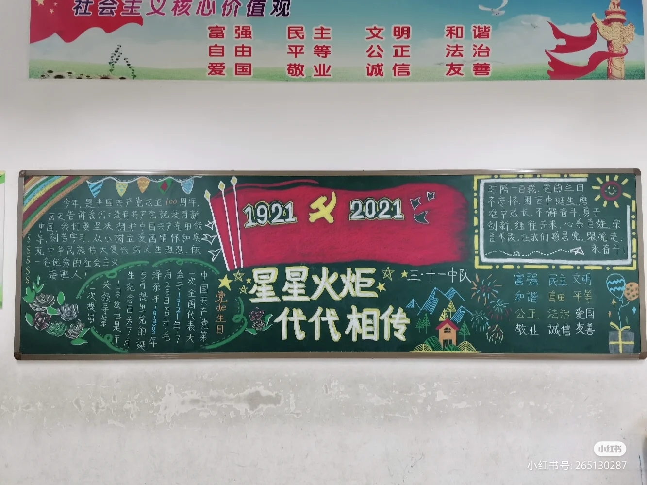 庆祝中国共产党成立100周年黑板报
