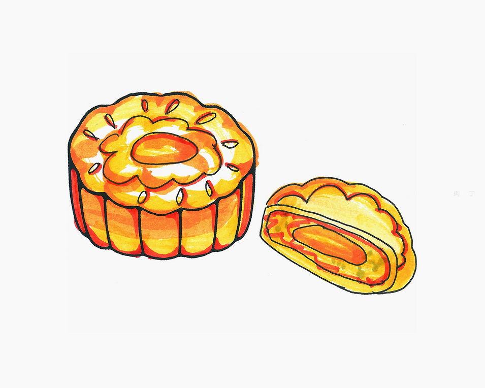 月饼简笔画 一步一步画