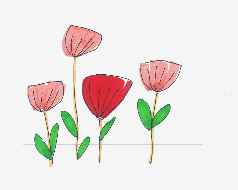 罂粟花简笔画步骤