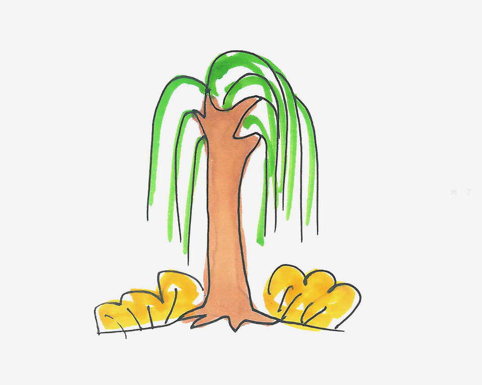 4岁柳树怎么画简单又好看