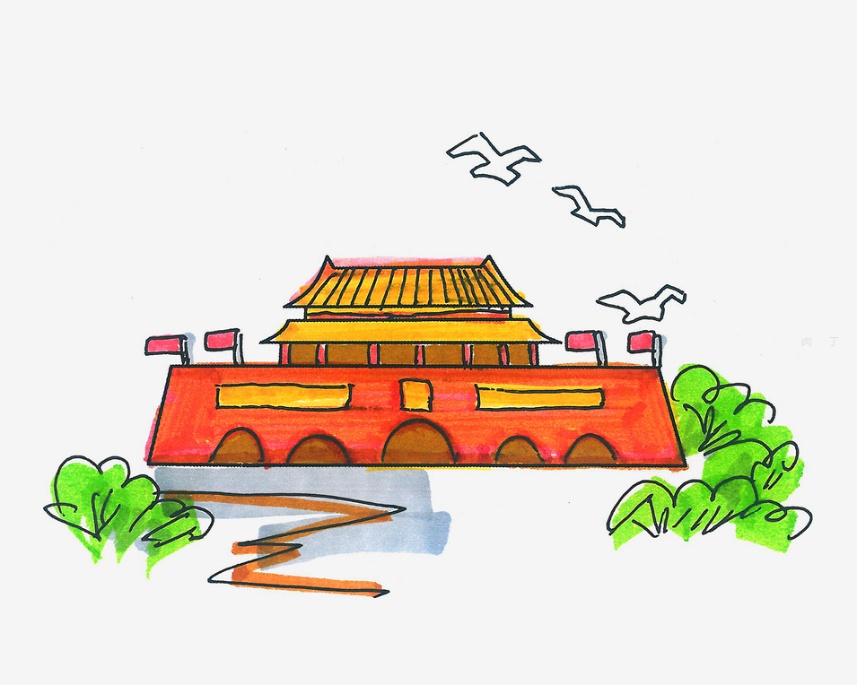 儿童简笔画天安城门