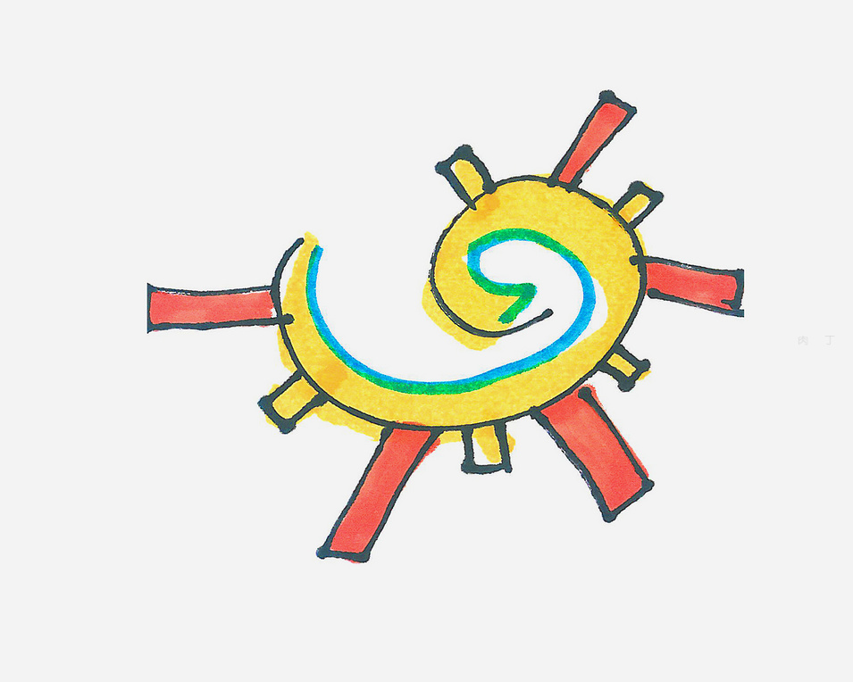 幼儿简笔画太阳带颜色
