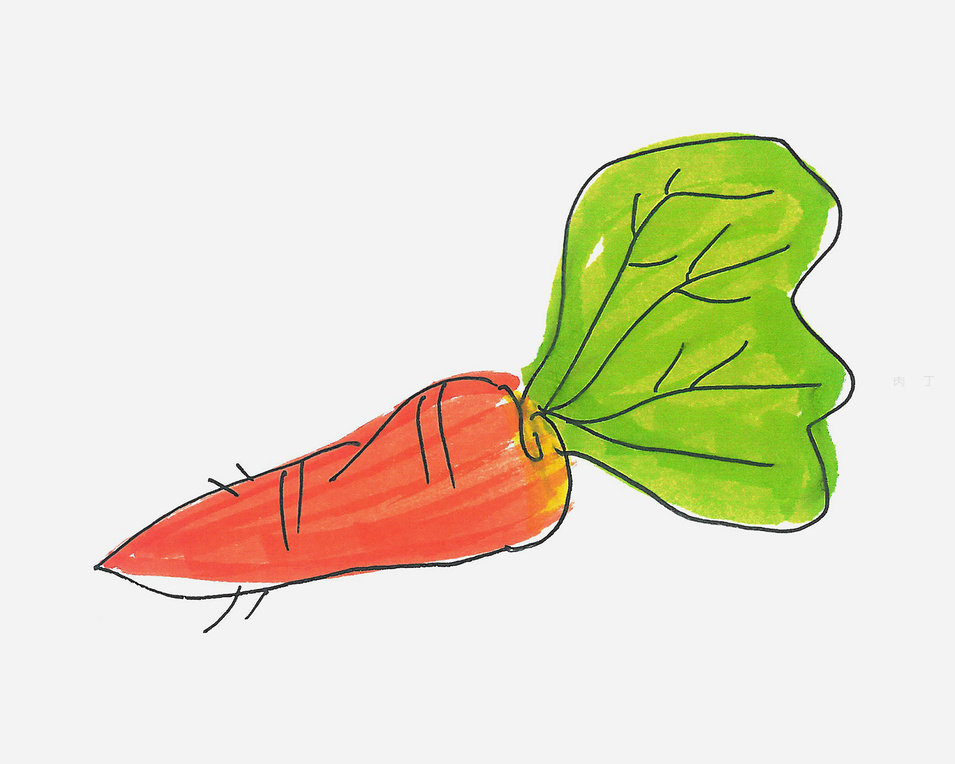胡萝卜带叶子可爱画法