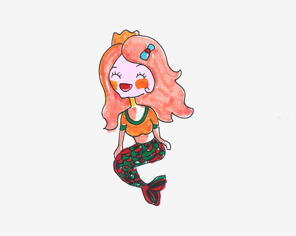 幼儿园美人鱼简笔画