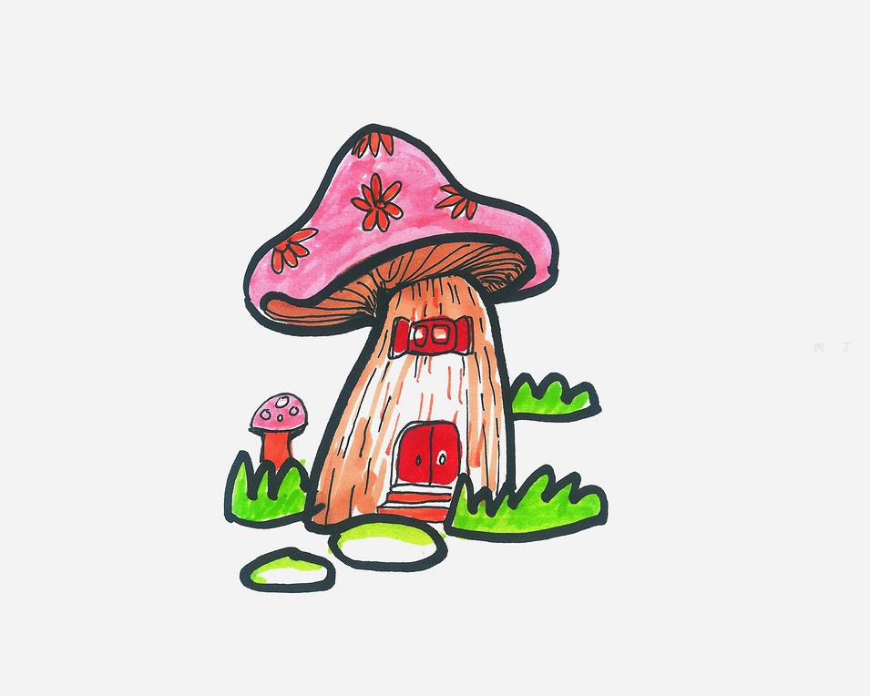 蘑菇形状的房子简笔画