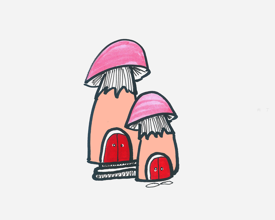 漂亮的蘑菇屋怎么画