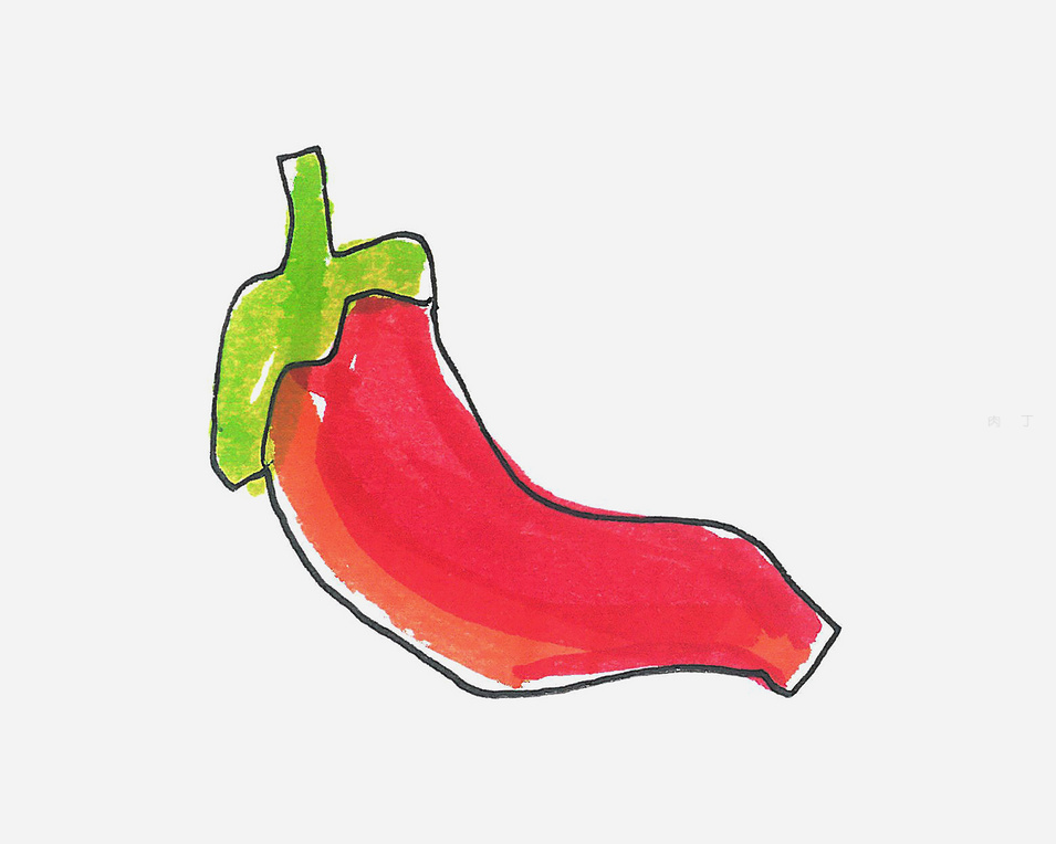 如何画红辣椒