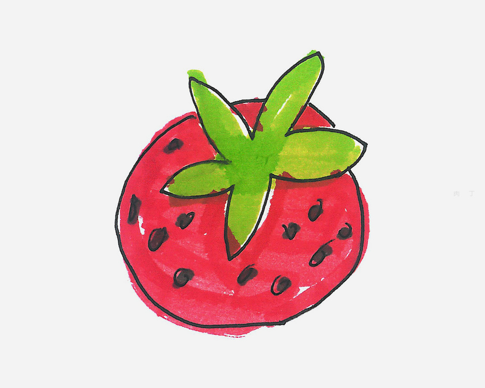 简单的草莓怎样画