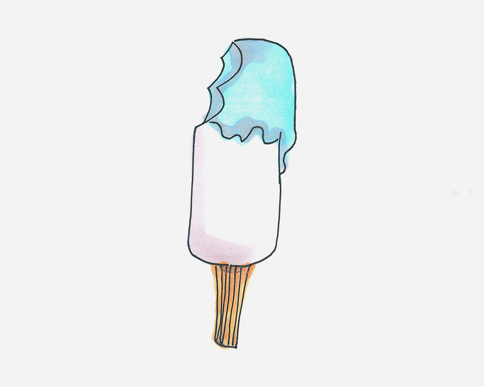 咬一口的雪糕怎么画