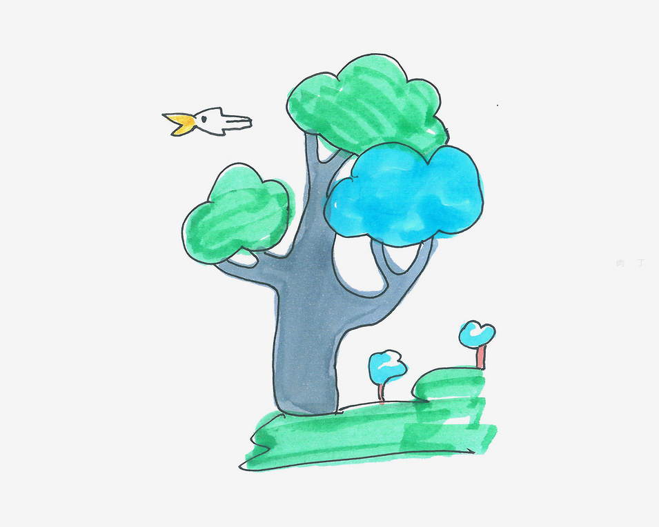 大树间画树简笔画