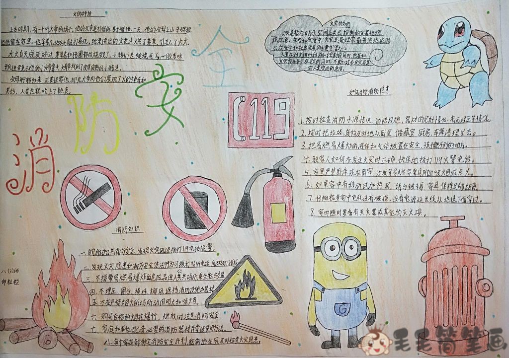 小孩消防安全手抄报