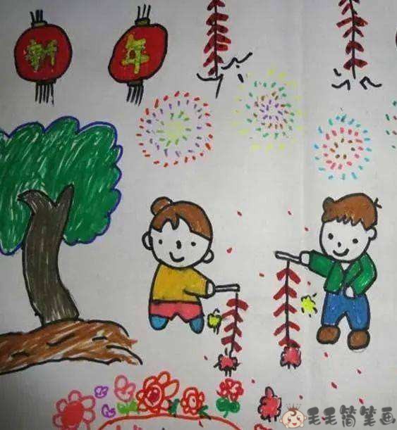 画一幅关于春节的儿童画