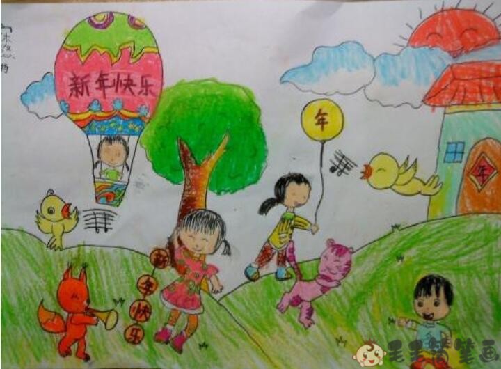 喜迎新春佳节儿童画
