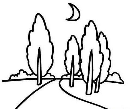 乡村小道简笔画图片大全