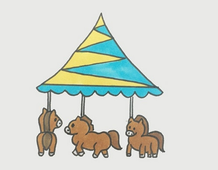 旋转木马怎么画简单漂亮