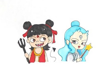 哪吒和敖丙怎么画一步一步教