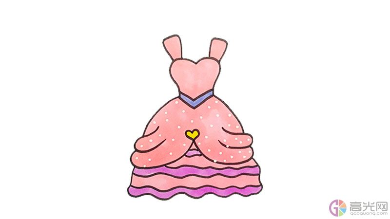 公主裙简笔画彩色立体感