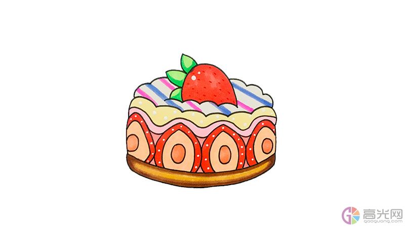 草莓蛋糕儿童简笔画