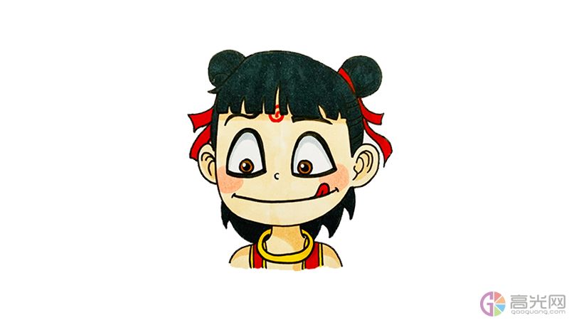 哪吒涂色简笔画