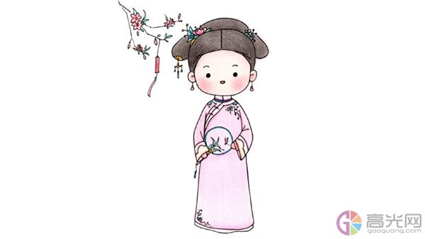 古代宫廷女子的简笔画全身
