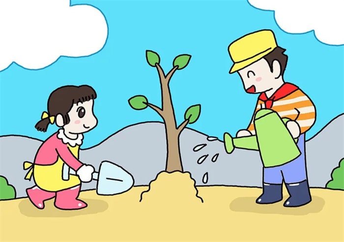 关于植树节的简笔画教程儿童画