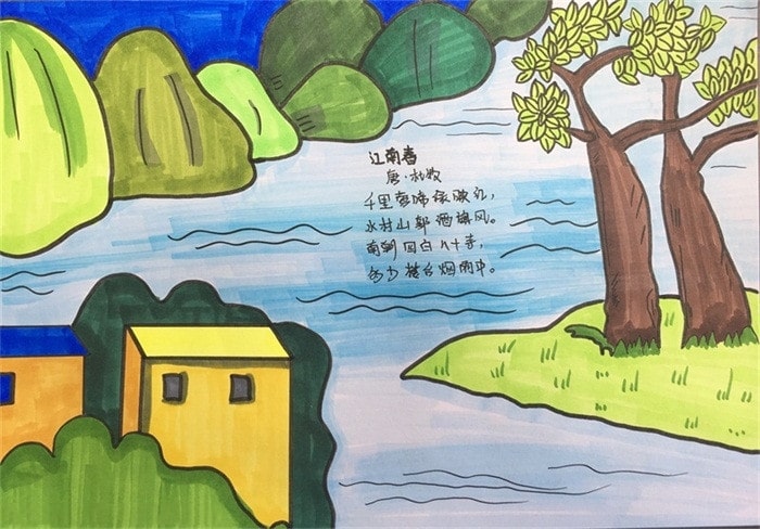 江南春古诗配画简单又漂亮