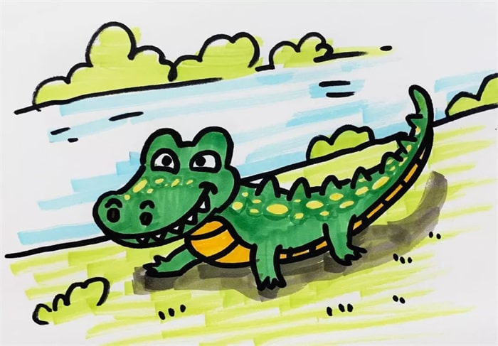 如何画鳄鱼简笔画步骤