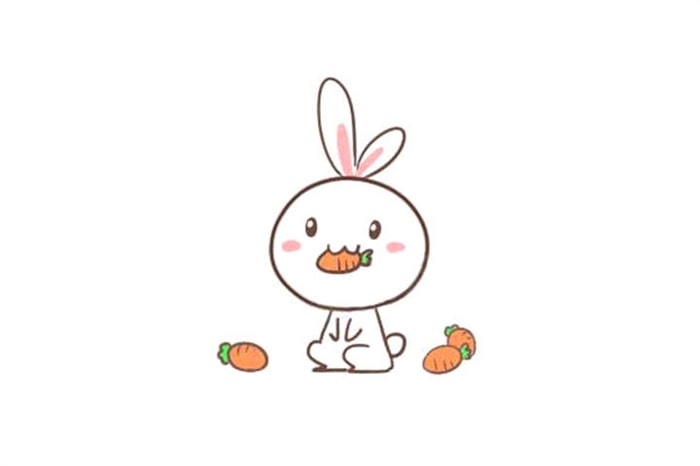 正在吃胡萝卜的小兔子简笔画