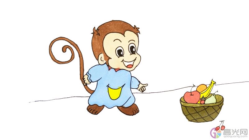 猴子和水果简笔画怎么画