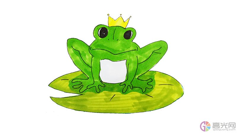 坐在荷叶上的青蛙王子简笔画