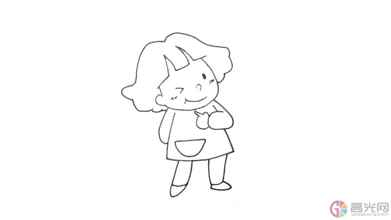 小女孩简笔画可爱又简单