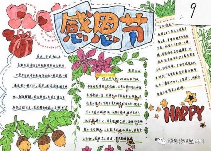 感恩节手抄报内容文字清晰