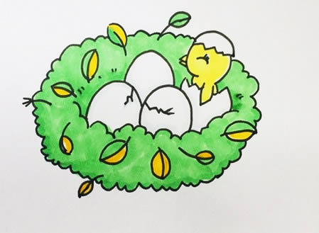 窝里的小鸟简笔画怎么画
