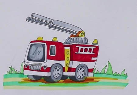 怎么画消防车简笔画步骤