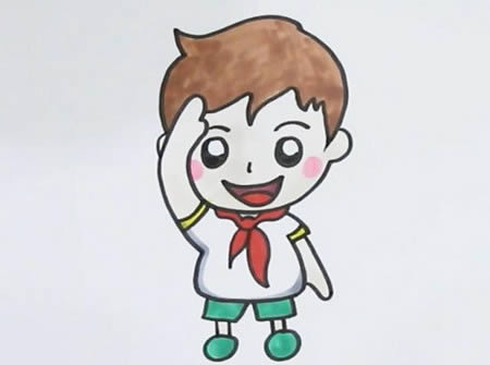 少先队员敬队礼的画法简笔画