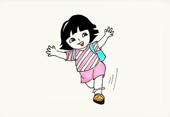 怎么画一个奔跑的小女孩