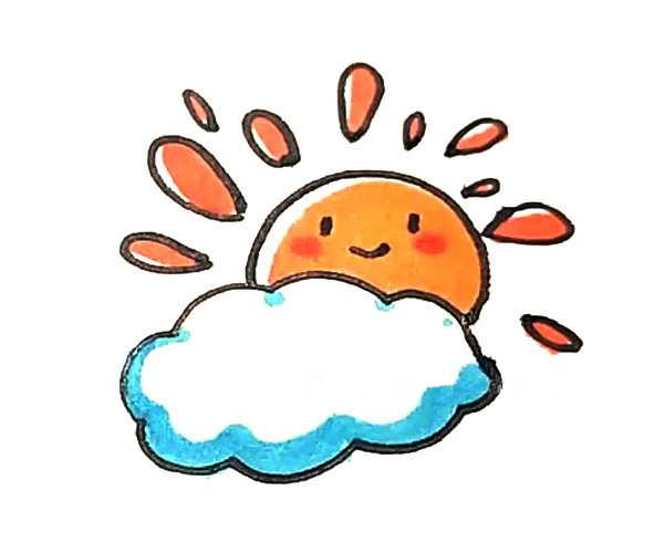 多云转晴简笔画怎么画